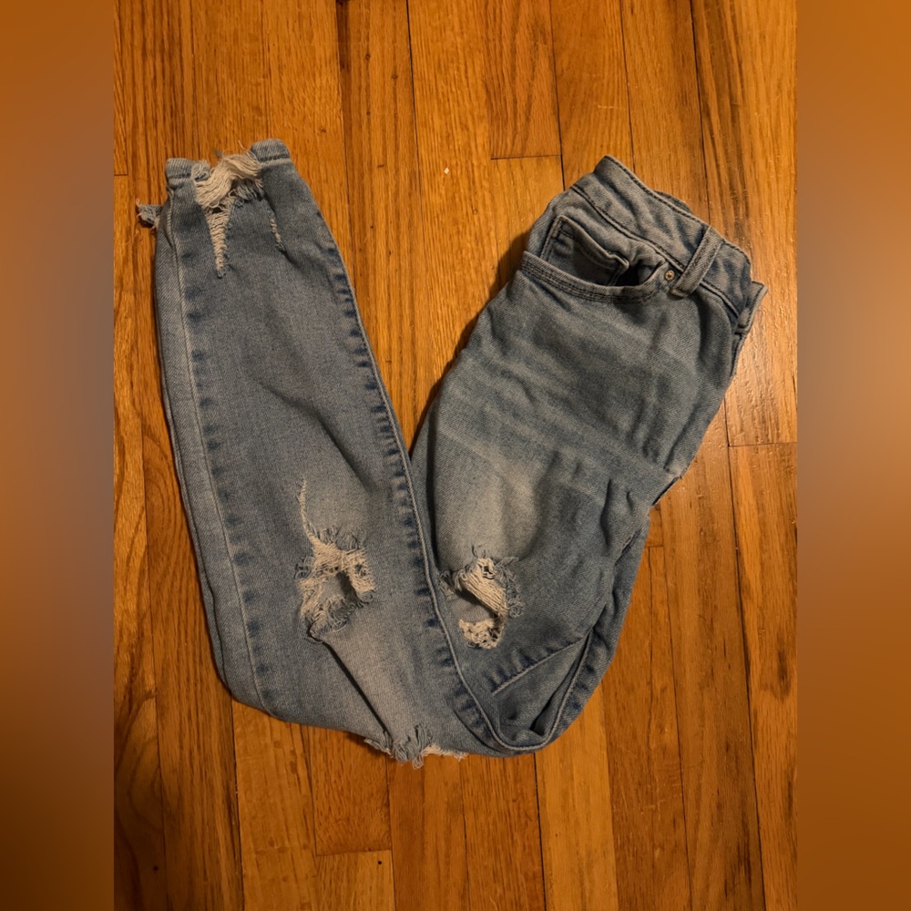 Stylish Distressed Blue Jeans